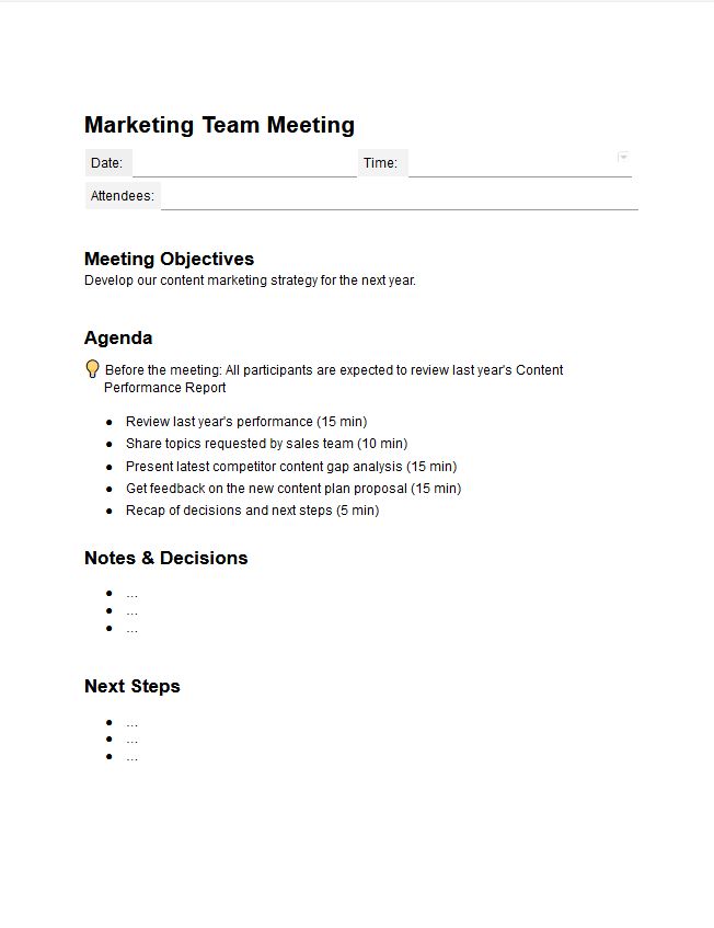 Marketing Team Meeting Template How To Drive Goals with Effective Meetings